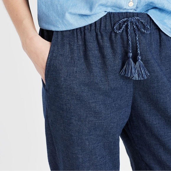 Madewell Shorewalk Cover-Up Blue Linen Blend Pants Size Medium - Picture 3 of 11